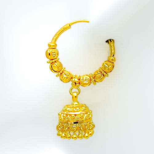 Dazzling Domed 22K Gold Chandelier Earrings 