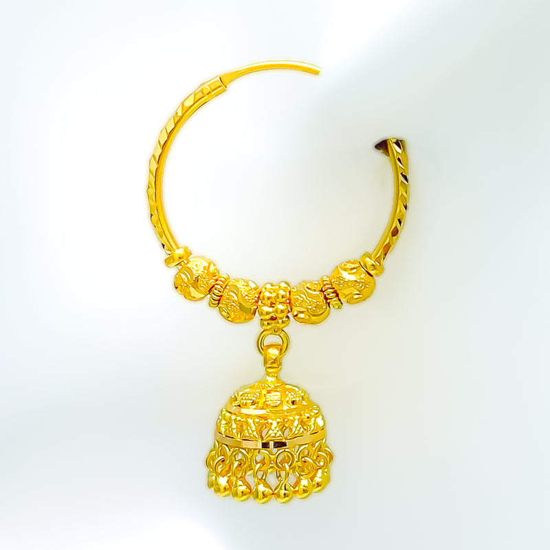 Detailed Decorative 22K Gold Jhumki Earrings 