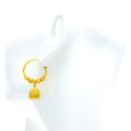 Traditional Textured 22K Gold Tasseled Jhumki Earrings 