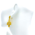 Shimmering Beaded Flower 22k Gold Jhumki Earrings 