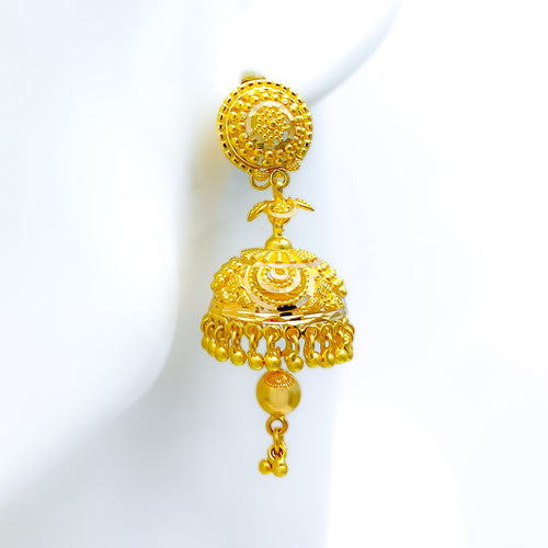 Festive Floral 22k Gold Jhumki Earrings 
