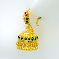 Upscale Colorful 22k Gold Jhumki Earrings 