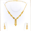 Floral Flat Chain 22K Gold Necklace Set