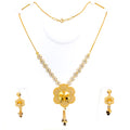 Sparkling Mesh Flower 22k Gold Necklace Set 