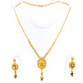 Intricate Floral Honeycomb 22k Gold Necklace Set