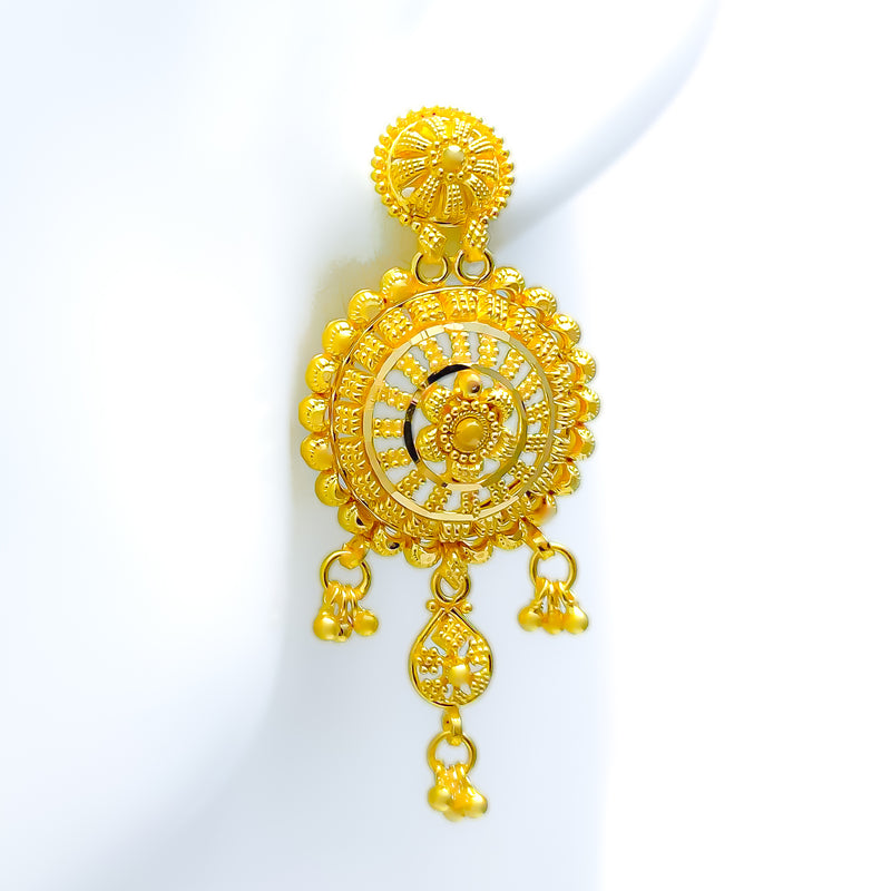Bright Floral Mandala 22k Gold Earrings 