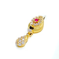 Radiant Dangling Drop 22k Gold CZ Pendant Set