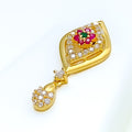 Gorgeous Diamond Shaped Floral 22k Gold CZ Pendant Set