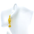 Unique Open Flower 22k Gold Chandelier Earrings 
