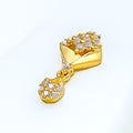 Attractive Asymmetrical 22k Gold Drop CZ Pendant Set