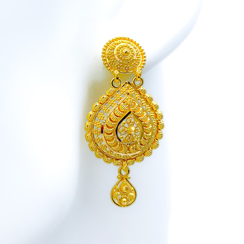 Attractive Floral Drop 22k Gold Earrings