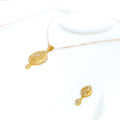 Dazzling Paisley Adorned 22k Gold CZ Pendant Set