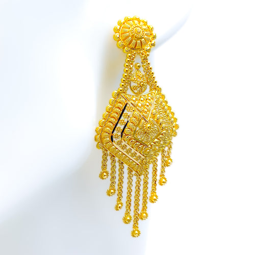 Festive Hanging Chain 22k Gold Heavy Hanging Earrings 