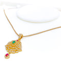 upscale-floral-vine-22k-gold-cz-drop-pendant