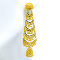 Sophisticated Layered 22k Gold Heavy Hanging Earrings 