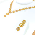 Glistening Graceful Rectangular 22k Gold CZ Necklace Set