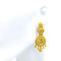 Floral Meshed Drop 22k Gold Heavy Hanging Earrings 