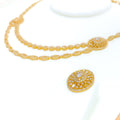 Unique Dressy Dual Layered 22k Gold CZ Necklace Set