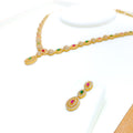 Vibrant Dressy Drop 22k Gold CZ Necklace Set