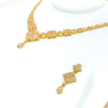 Stunning Clover Cluster 22k Gold CZ Necklace Set