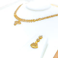 Classy Floral Curve 22k Gold CZ Necklace Set