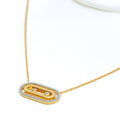 Posh Open Oval 18k Gold + Diamond Necklace 