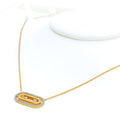 Posh Open Oval 18k Gold + Diamond Necklace 