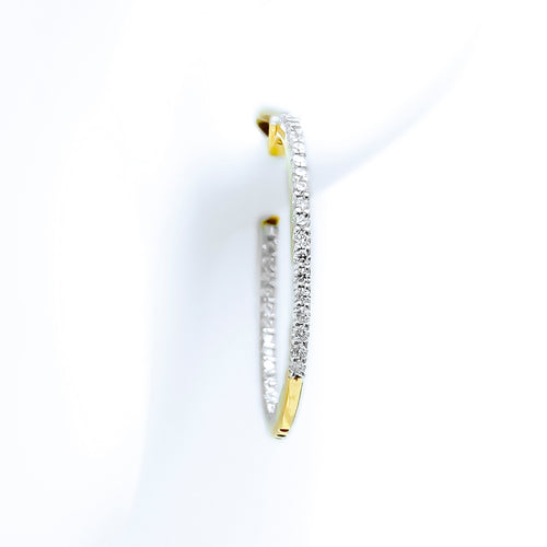 Delicate Slender 18K Gold + Diamond Bali Earrings