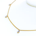 Sleek Elegant Dangling 18k Gold + Diamond Necklace 