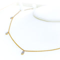 Sleek Elegant Dangling 18k Gold + Diamond Necklace 