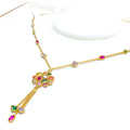 Charming Triple Oval CZ 22k Gold Necklace