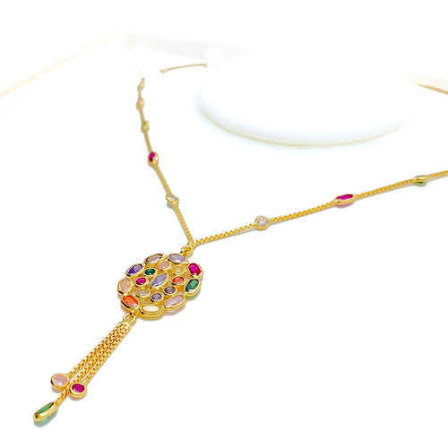 Dressy Oval CZ 22k Gold Necklace