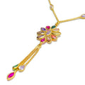 Colorful Marquise Flower CZ 22k Gold Necklace