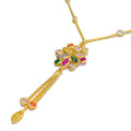 Bright Dangling Charm CZ 22k Gold Necklace