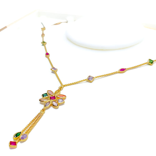 Lovely Lily CZ 22k Gold Necklace