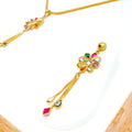 Festive Floral 22k Gold CZ Pendant Set