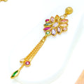 Sophisticated Rangoli Flower 22k Gold CZ Pendant Set