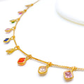 Lovely Rhombus Charm 22k Gold Necklace