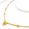 Dainty Dotted Clover 22k Gold CZ Necklace 