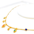 Fancy Fascinating Floral 22k Gold CZ Necklace 