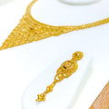 Peacock Feather Accented 22k Gold Necklace Set