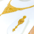 Gorgeous Netted V-Shaped 22k Gold Necklace Set