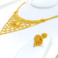 Draped Floral 22k Gold Necklace Set