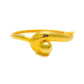 Captivating Floral Cutwork 22k Gold Ball Bangle Bracelet 