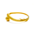 Captivating Floral Cutwork 22k Gold Ball Bangle Bracelet 