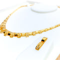 Bright Stylish Meshed 22K Gold Necklace Set 