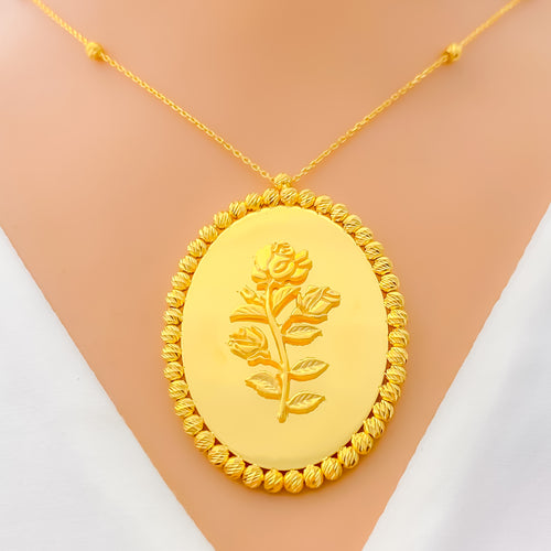 Reflective Rose 21k Gold Coin Necklace 