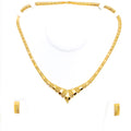 Alternating V - Shaped 22K Gold Necklace Set