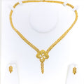 Delicate Flowy Flower 22K Gold Necklace Set