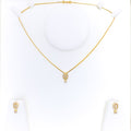 Intricate Rectangular 22k Gold CZ Necklace Set